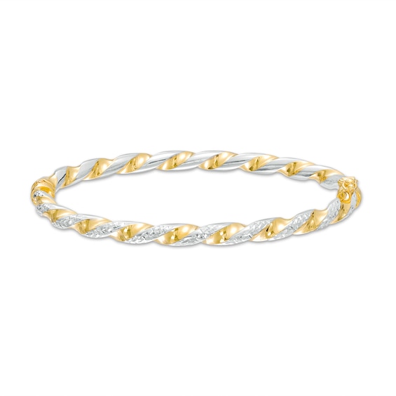 Oro Diamanteâ¢ 4.0mm Diamond-Cut Twisted Bangle in Hollow 14K Two-Tone Gold