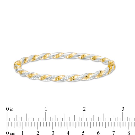 Oro Diamanteâ¢ 4.0mm Diamond-Cut Twisted Bangle in Hollow 14K Two-Tone Gold