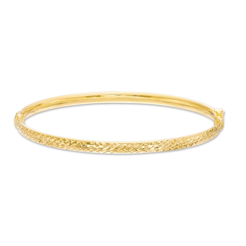 Oro Diamante™ 4.0mm Diamond-Cut Bangle in Hollow 14K Gold