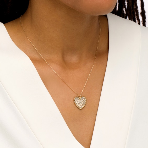 Oro Diamanteâ¢ Diamond-Cut Lattice Heart Pendant in 14K Two-Tone Gold