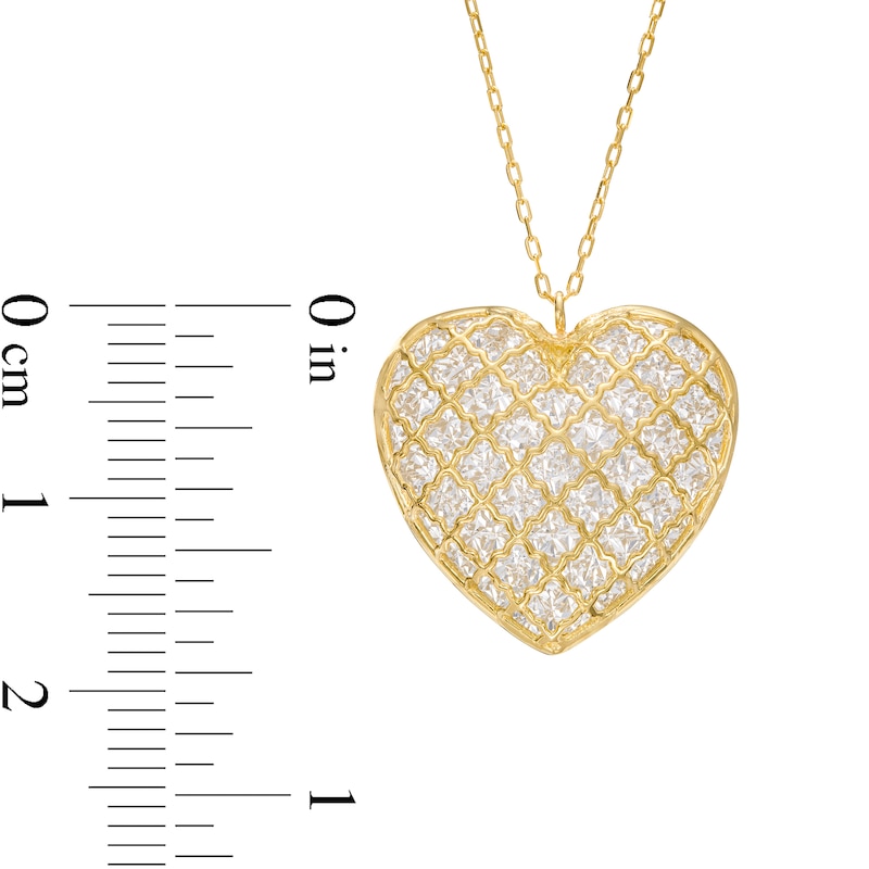 Oro Diamante™ Diamond-Cut Lattice Heart Pendant in 14K Two-Tone Gold