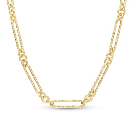 Oro Diamante™ 5.0mm Diamond-Cut Paper Clip and Rolo Alternating Chain Necklace in Hollow 14K Gold