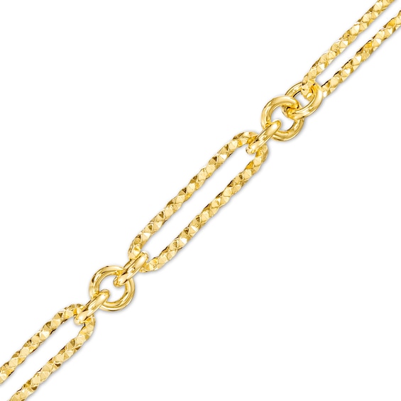 Italian Brillianceâ¢ 5.0mm Alternating Diamond-Cut Paper Clip and Rolo Chain Bracelet in Hollow 14K Gold â 7.25"