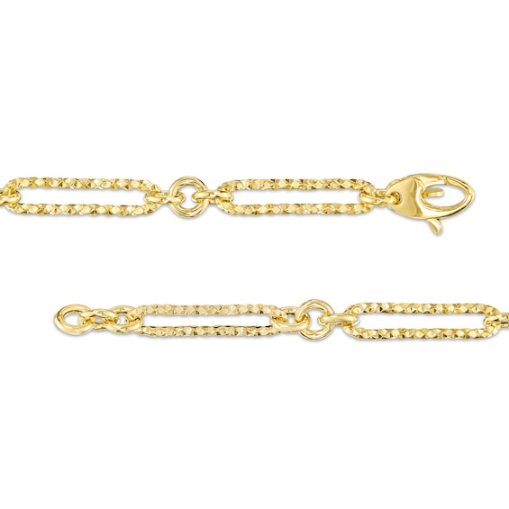 Italian Brillianceâ¢ 5.0mm Alternating Diamond-Cut Paper Clip and Rolo Chain Bracelet in Hollow 14K Gold â 7.25"