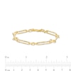 Thumbnail Image 4 of Italian Brilliance™ 5.0mm Alternating Diamond-Cut Paper Clip and Rolo Chain Bracelet in Hollow 14K Gold – 7.25"