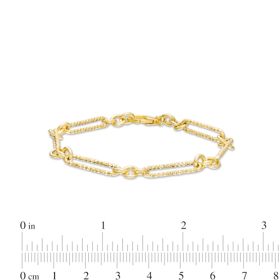 Italian Brillianceâ¢ 5.0mm Alternating Diamond-Cut Paper Clip and Rolo Chain Bracelet in Hollow 14K Gold â 7.25"