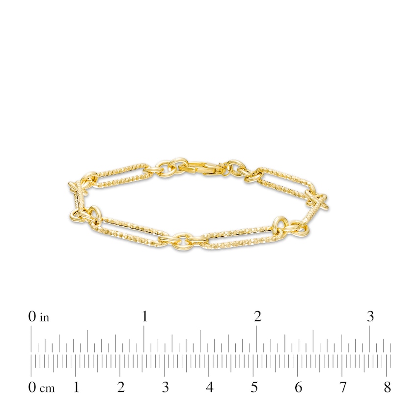 Main Image 4 of Italian Brilliance™ 5.0mm Alternating Diamond-Cut Paper Clip and Rolo Chain Bracelet in Hollow 14K Gold – 7.25"