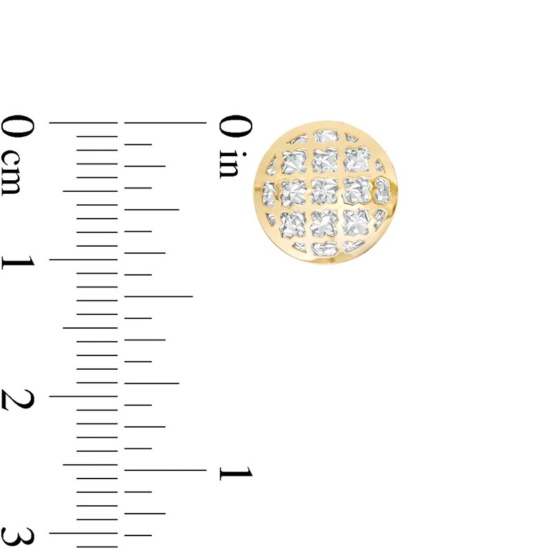 Main Image 3 of Oro Diamante™ Diamond-Cut Lattice Circle Stud Earrings in 14K Two-Tone Gold