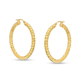 Oro Diamante 30.0mm Diamond-Cut Tube Hoop Earrings in 14K Gold
