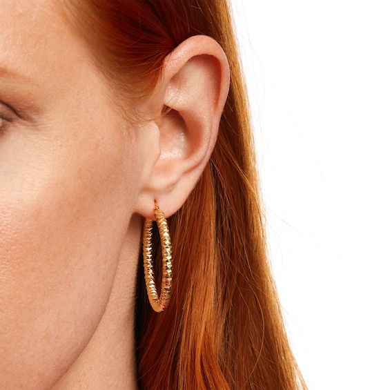 Oro Diamanteâ¢ 30.0mm Diamond-Cut Tube Hoop Earrings in 14K Gold