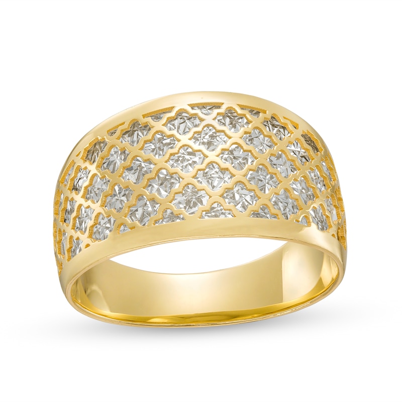 Oro Diamante™ Diamond-Cut Lattice Ring in 14K Two-Tone Gold - Size 7