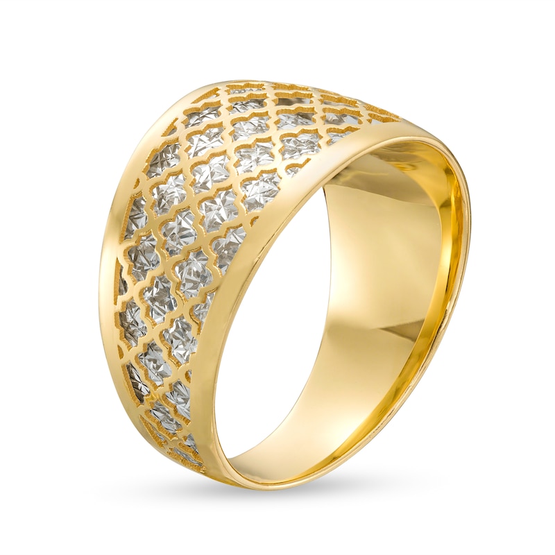 Oro Diamante™ Diamond-Cut Lattice Ring in 14K Two-Tone Gold - Size 7