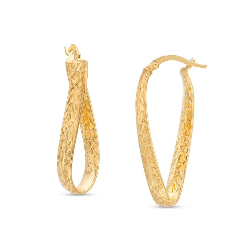 Oro Diamante™ 34.0mm Diamond-Cut Twist Hoop Earrings in 14K Gold