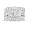 Thumbnail Image 4 of 5 CT. T.W. Diamond Cushion-Shaped Frame Multi-Row Three Piece Bridal Set in 14K White Gold (I/I2)