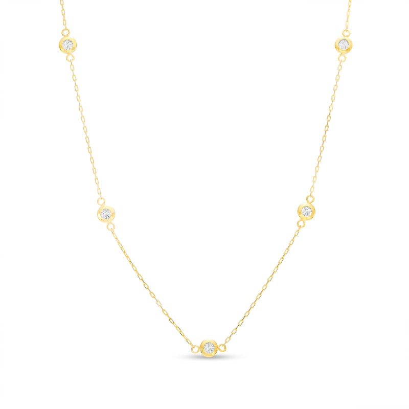 Main Image 1 of Oro Diamante™ Diamond-Cut Circle Station Necklace in 14K Gold