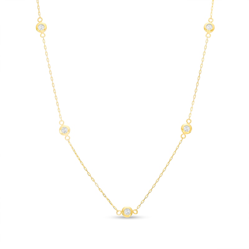 Oro Diamante™ Diamond-Cut Circle Station Necklace in 14K Gold