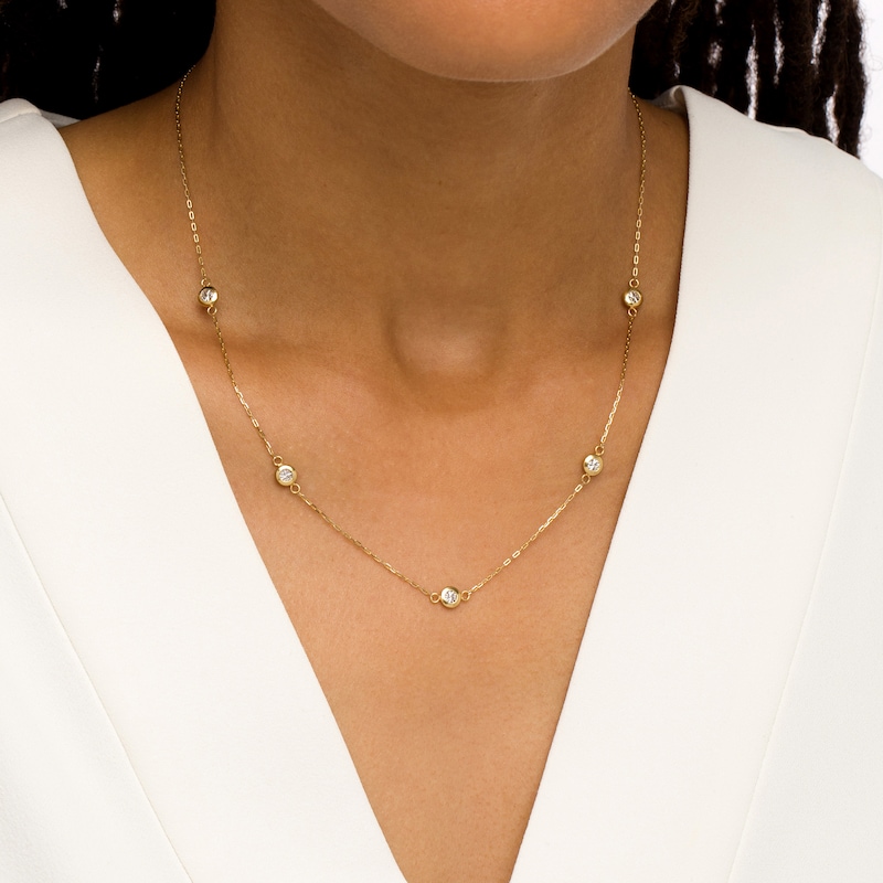 Oro Diamante™ Diamond-Cut Circle Station Necklace in 14K Gold