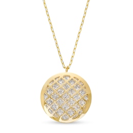 Oro Diamante Diamond-Cut Lattice Circle Pendant in 14K Two-Tone Gold