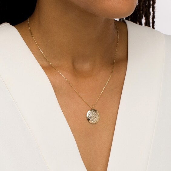 Oro Diamanteâ¢ Diamond-Cut Lattice Circle Pendant in 14K Two-Tone Gold