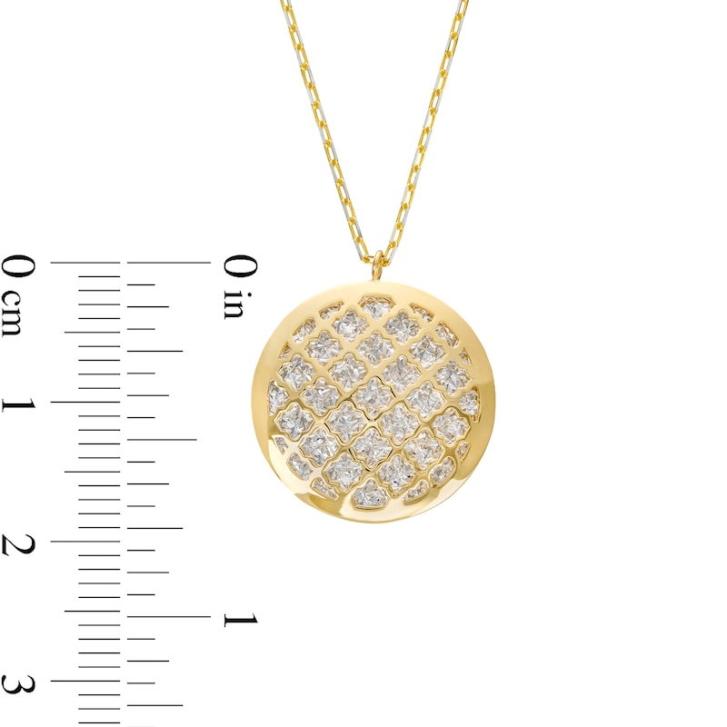 Main Image 3 of Oro Diamante™ Diamond-Cut Lattice Circle Pendant in 14K Two-Tone Gold