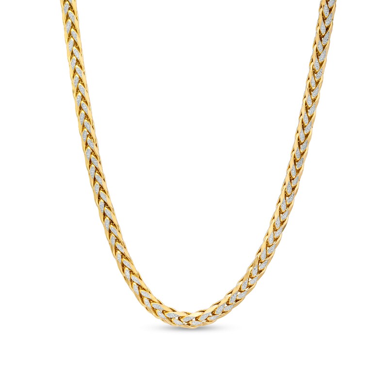 Main Image 1 of Italian Brilliance™ Diamond-Cut 4.5mm Wheat Chain Necklace in Hollow 14K Two-Tone Gold