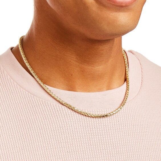 Italian Brillianceâ¢ Diamond-Cut 4.5mm Wheat Chain Necklace in Hollow 14K Two-Tone Gold