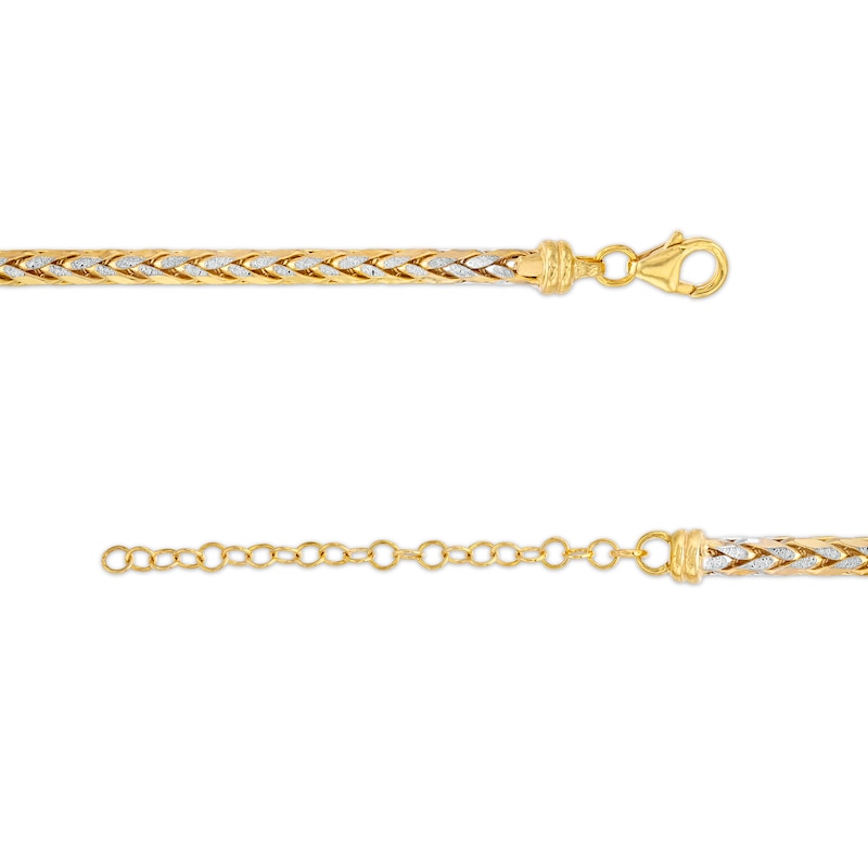 Main Image 3 of Italian Brilliance™ Diamond-Cut 4.5mm Wheat Chain Necklace in Hollow 14K Two-Tone Gold