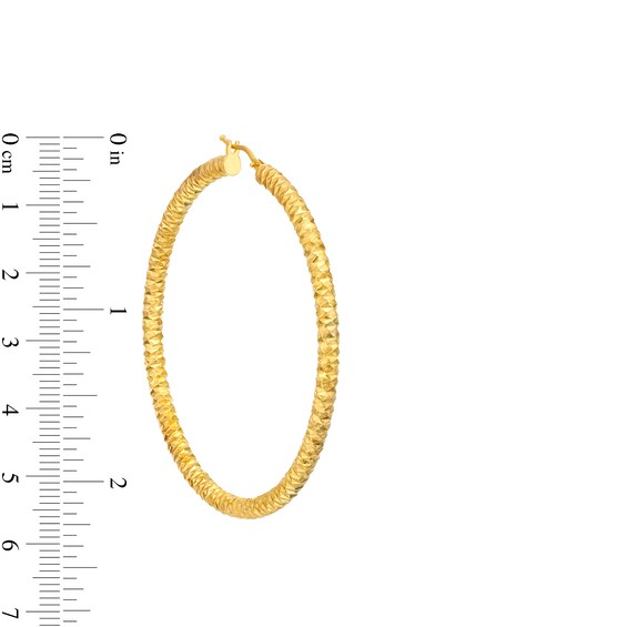 Oro Diamante™ 50.0mm Diamond-Cut Tube Hoop Earrings in 14K Gold