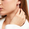 Thumbnail Image 2 of Pear-Shaped Lab-Created Opal and White Lab-Created Sapphire Drop Earrings in Sterling Silver with 14K Rose Gold Plate