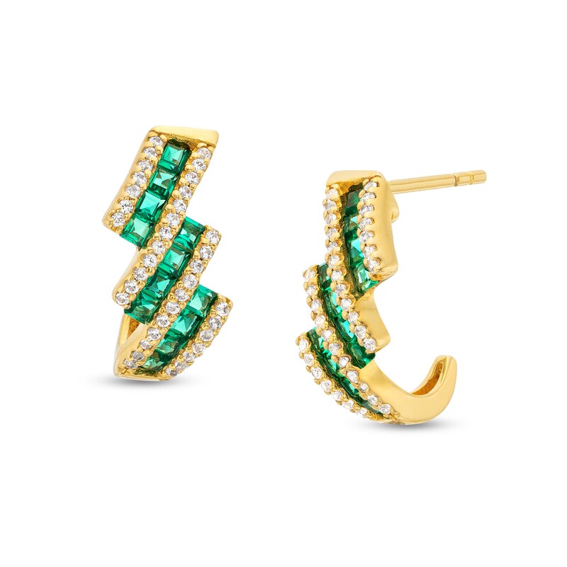 LabCreated Emerald and White LabCreated Sapphire Drop Earrings in