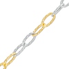 Thumbnail Image 1 of Oro Diamante™ 6.5mm Alternating Diamond-Cut Paper Clip Link Chain Bracelet in Hollow 14K Two-Tone Gold – 7.5"