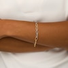 Thumbnail Image 2 of Oro Diamante™ 6.5mm Alternating Diamond-Cut Paper Clip Link Chain Bracelet in Hollow 14K Two-Tone Gold – 7.5"