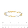Thumbnail Image 4 of Oro Diamante™ 6.5mm Alternating Diamond-Cut Paper Clip Link Chain Bracelet in Hollow 14K Two-Tone Gold – 7.5"