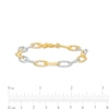 Thumbnail Image 3 of Oro Diamante™ 6.5mm Alternating Diamond-Cut Paper Clip Link Chain Bracelet in Hollow 14K Two-Tone Gold – 7.5"