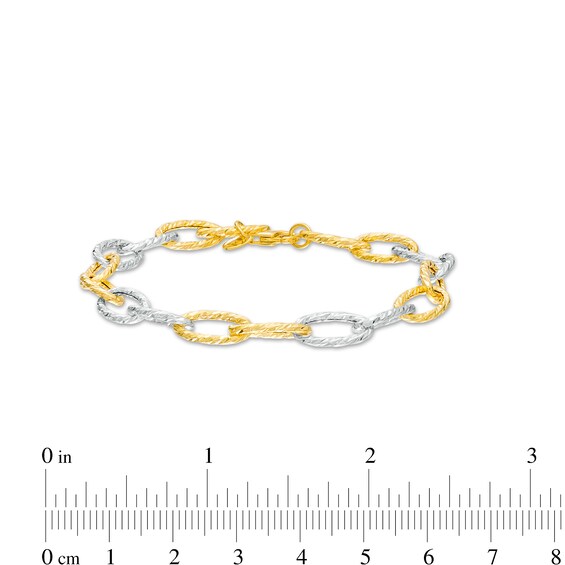 Oro Diamanteâ¢ 6.5mm Alternating Diamond-Cut Paper Clip Link Chain Bracelet in Hollow 14K Two-Tone Gold â 7.5"