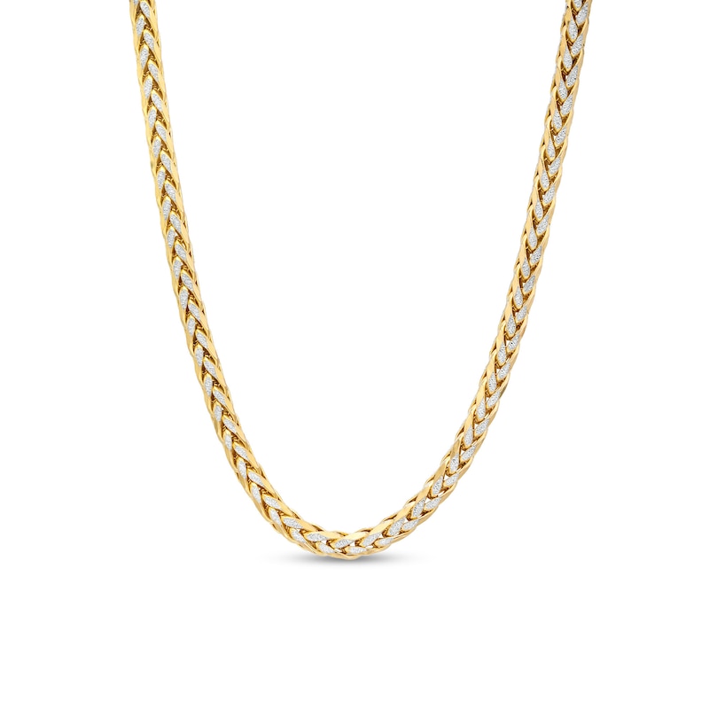 Main Image 1 of Oro Diamante™ Diamond-Cut 3.5mm Wheat Chain Necklace in Hollow 14K Two-Tone Gold