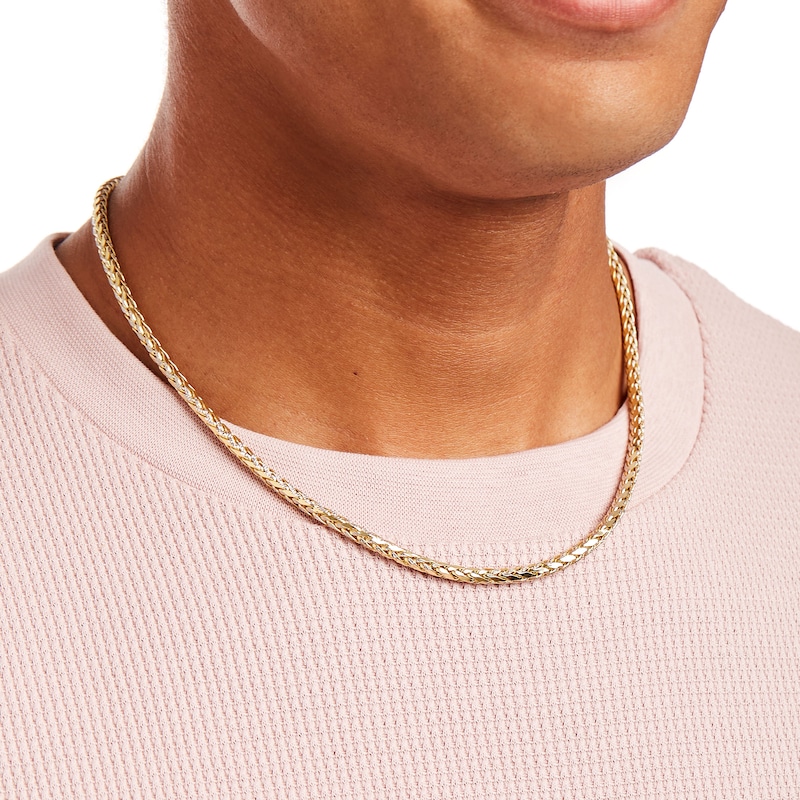Main Image 2 of Oro Diamante™ Diamond-Cut 3.5mm Wheat Chain Necklace in Hollow 14K Two-Tone Gold