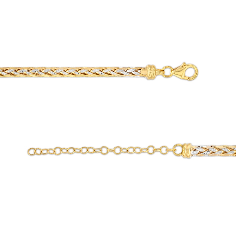 Main Image 3 of Oro Diamante™ Diamond-Cut 3.5mm Wheat Chain Necklace in Hollow 14K Two-Tone Gold