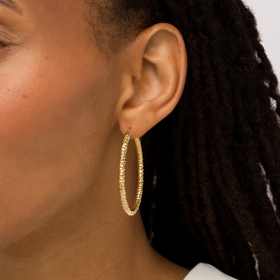 Oro Diamanteâ¢ 40.0mm Diamond-Cut Tube Hoop Earrings in 14K Gold