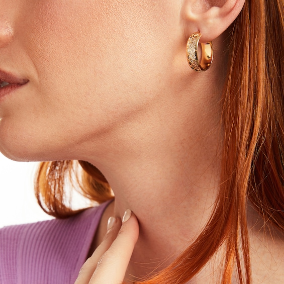 Oro Diamanteâ¢ 10.0mm Diamond-Cut Lattice Hoop Earrings in 14K Gold