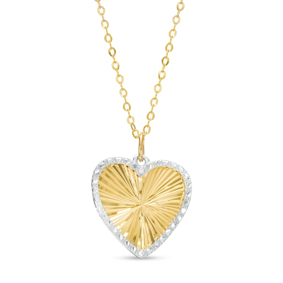 Oro Diamanteâ¢ Diamond-Cut Heart Pendant in 14K Two-Tone Gold