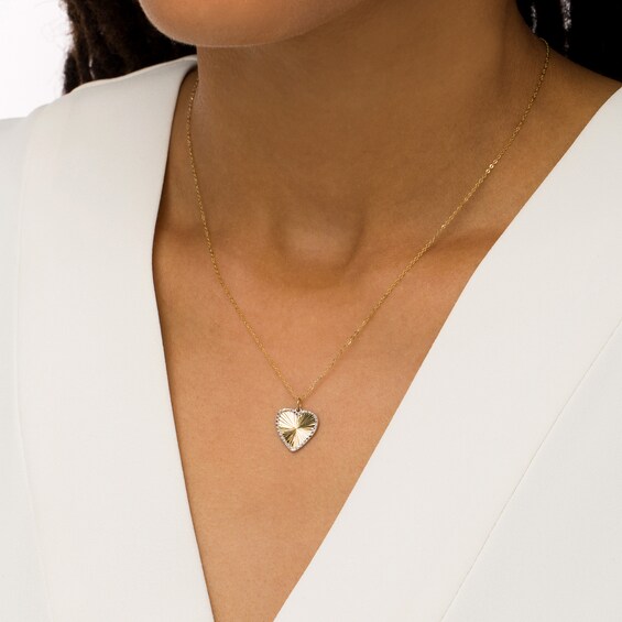 Oro Diamanteâ¢ Diamond-Cut Heart Pendant in 14K Two-Tone Gold