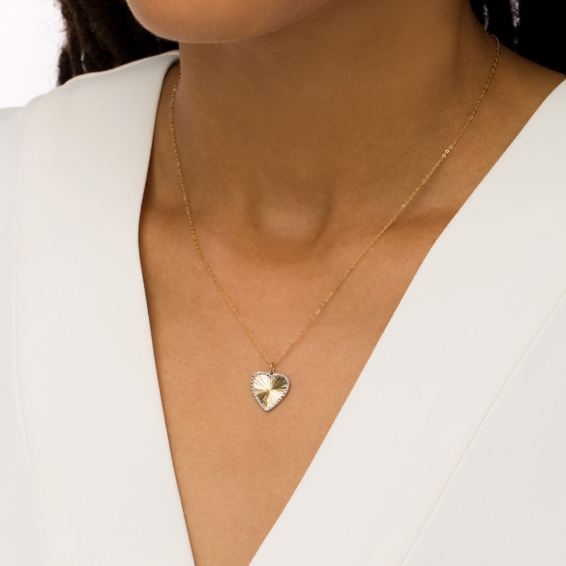 Oro Diamante™ Diamond-Cut Heart Pendant in 14K Two-Tone Gold