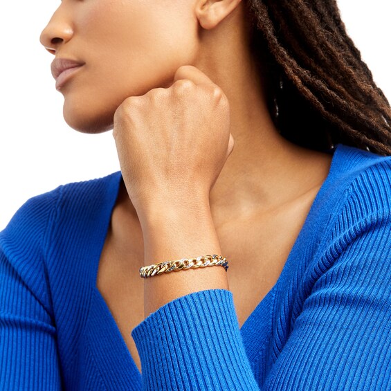 Oro Diamanteâ¢ Diamond-Cut 7.8mm Cuban Curb Chain Bracelet in Hollow 14K Two-Tone Gold â 8.5"