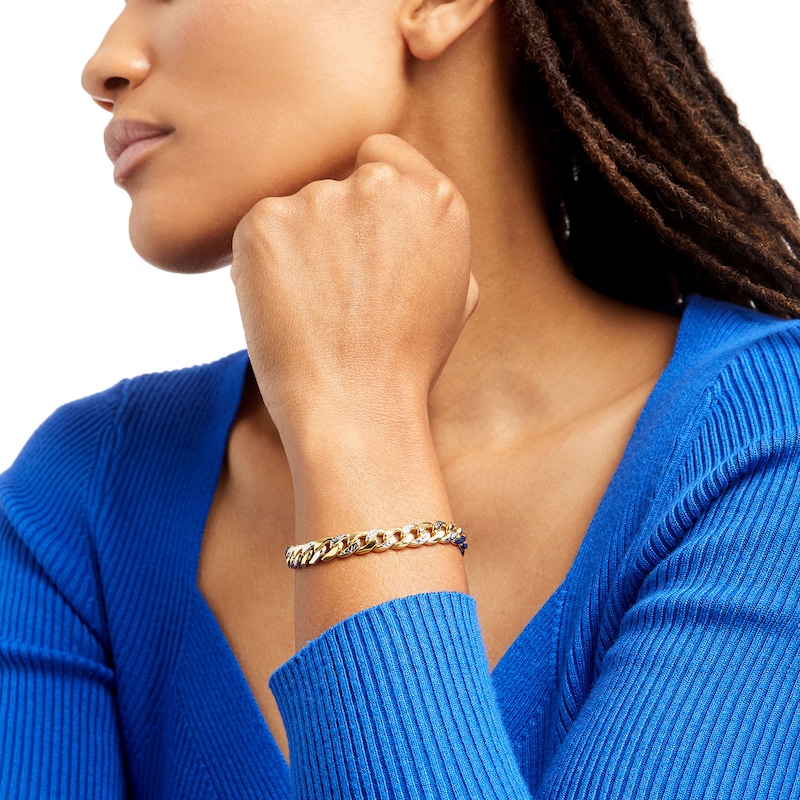 Main Image 2 of Oro Diamante™ Diamond-Cut 7.8mm Cuban Curb Chain Bracelet in Hollow 14K Two-Tone Gold – 8.5"