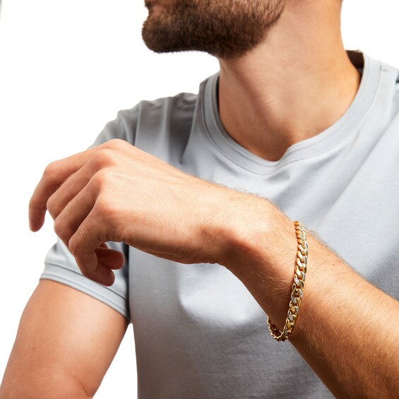 Oro Diamanteâ¢ Diamond-Cut 7.8mm Cuban Curb Chain Bracelet in Hollow 14K Two-Tone Gold â 8.5"