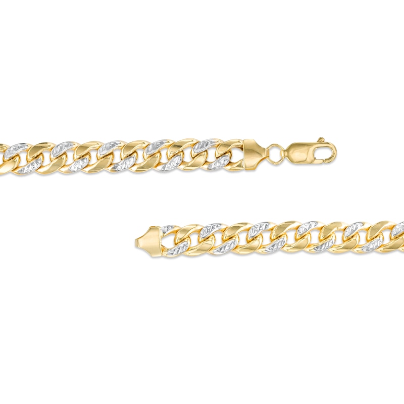 Oro Diamante™ Diamond-Cut 7.8mm Semi-Solid Cuban Curb Chain Bracelet in 14K Two-Tone Gold – 8.5"