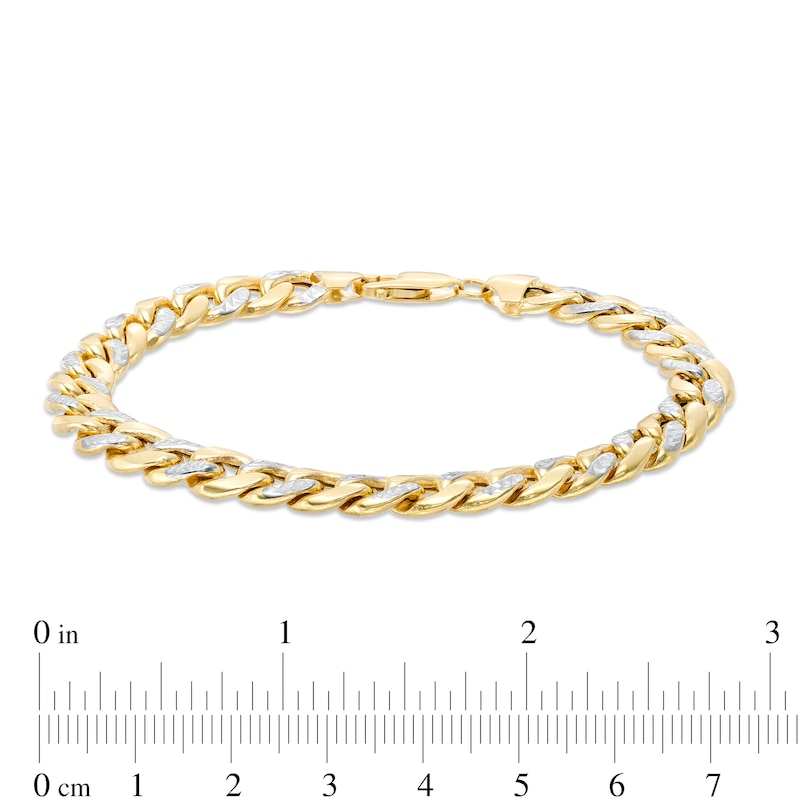 Main Image 5 of Oro Diamante™ Diamond-Cut 7.8mm Cuban Curb Chain Bracelet in Hollow 14K Two-Tone Gold – 8.5"