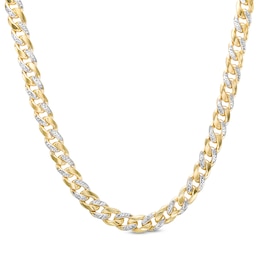 Oro Diamante Diamond-Cut 7.8mm Semi-Solid Cuban Curb Chain Necklace in 14K Two-Tone Gold – 20&quot;
