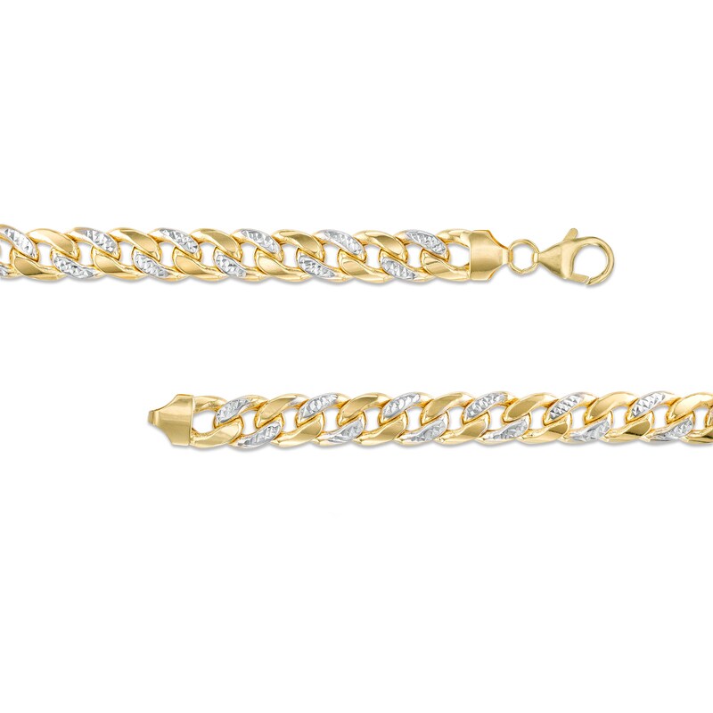 Main Image 4 of Oro Diamante™ Diamond-Cut 7.8mm Cuban Curb Chain Necklace in Hollow 14K Two-Tone Gold – 20"